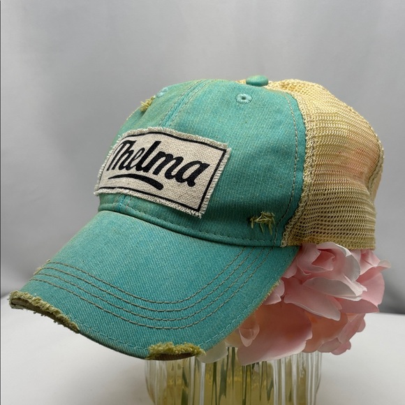 Thelma Distressed Aqua Cap - Picture 6 of 9